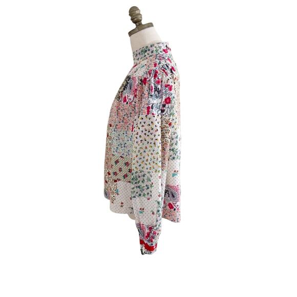 Hunter Bell Multicolor Patchwork Print Long Sleeve Blouse Women's Size Small EUC - Picture 4 of 8